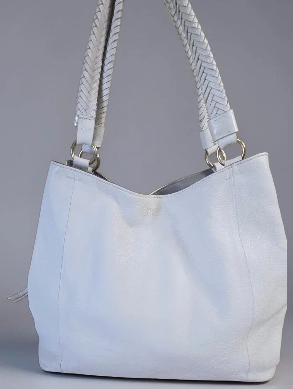 Vince Camuto White Leather Hobo Bag Braided Handle - Picture 3 of 16